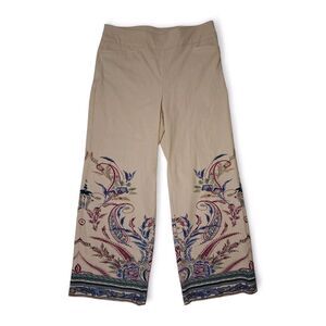 NWT Chico's Size 0, 4 Brigitte Paisley Wide Leg Cropped Pants Shaping Cottage